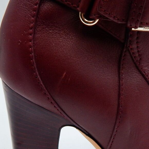 Jimmy Choo Mitchel 100 Wine Burgundy Leather Ankle Boots Booties Women Size 37.5 - Picture 13 of 15